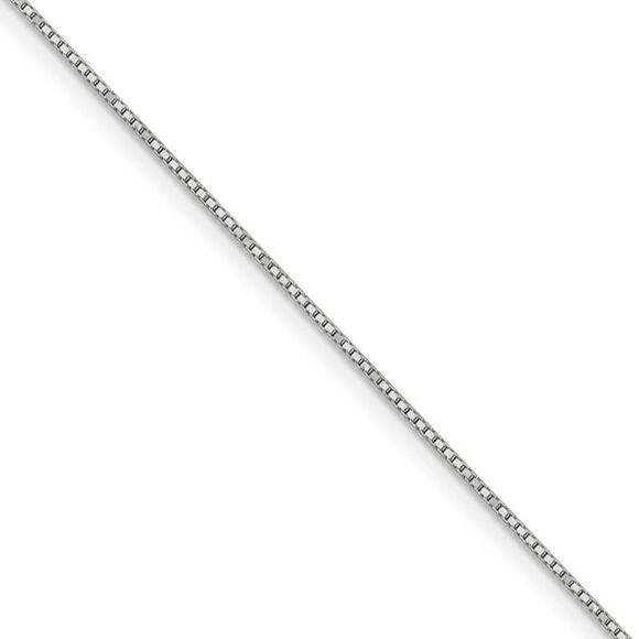 0.9mm 14k White Gold Box Chain Necklace, 28 Inch - Picture 1 of 7
